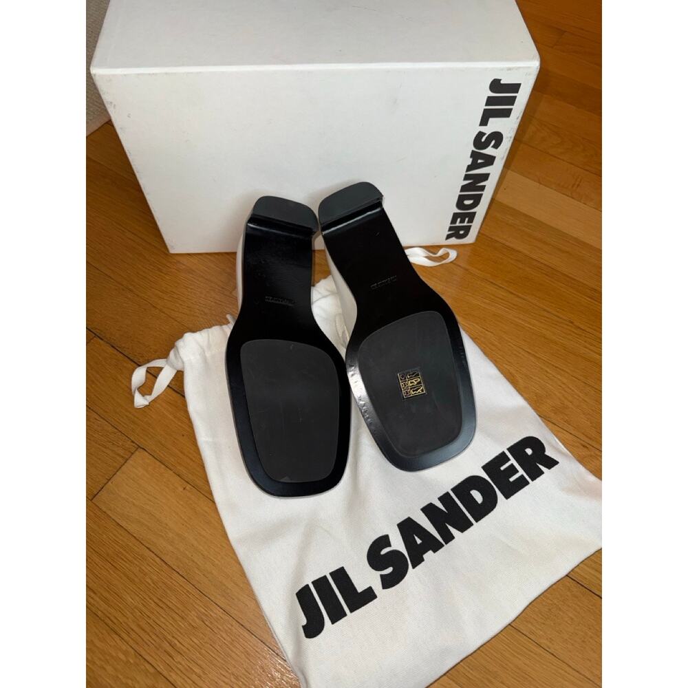 JIL SANDER White Ruched crinkled-leather penny loafers heels 36 NIB Black heel - Picture 3 of 8